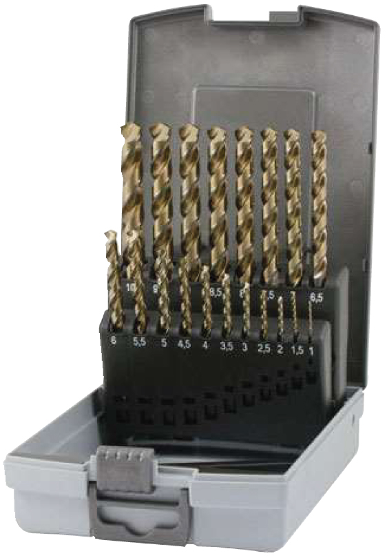 Spiralbohrer-Satz HSS-Co5% VAP, DIN 338 Typ UNI 19-teilig 1.0 - 10.0 mm