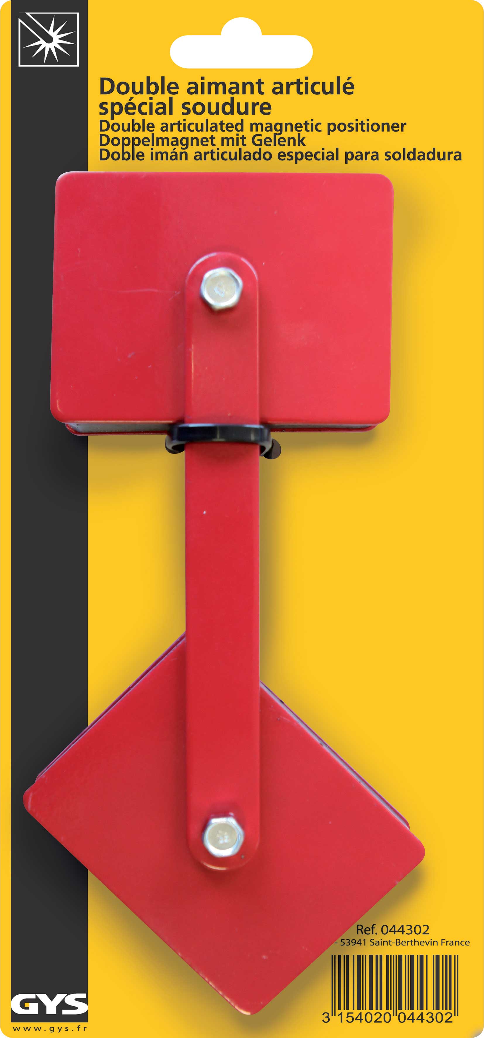 Doppelmagnet-Schweisswinkel mit Gelenk P20.180 , 204 x 86 x 28 mm, 20 kg GYS 044302