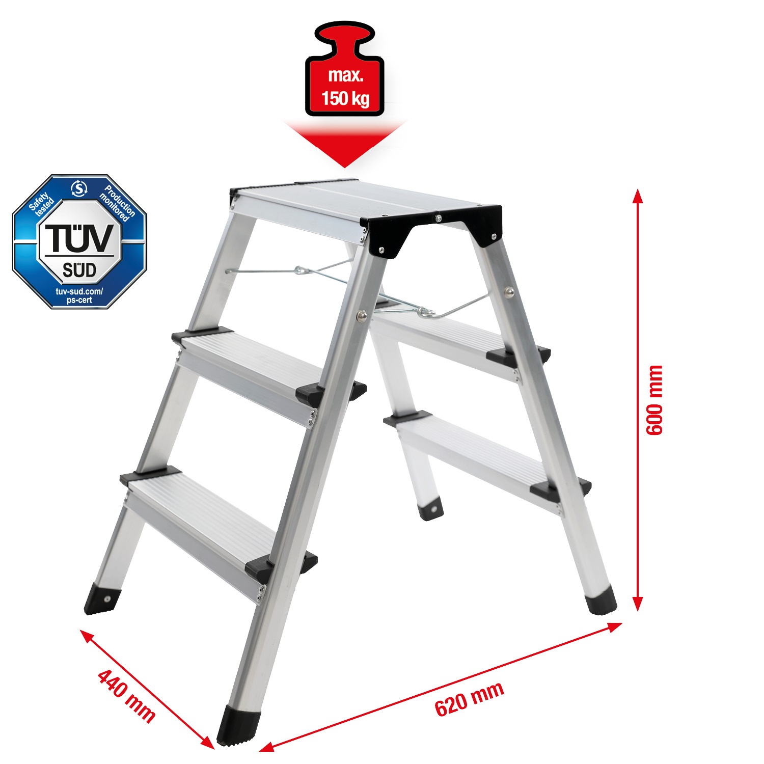 Aluminium-Stufen-Stehleiter KS TOOLS