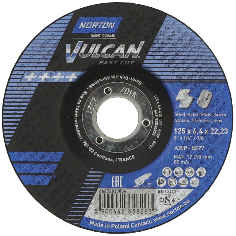 Schruppscheibe NORTON VULCAN FAST CUT für Metall/Inox