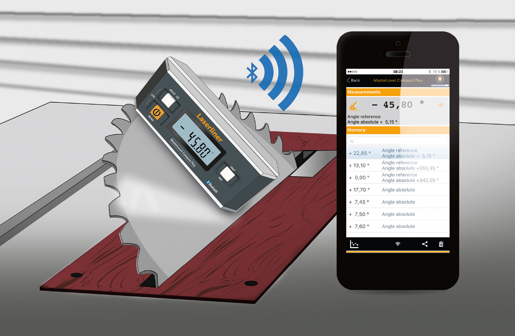 Digitale Elektronik-Wasserwaage MasterLevel Compact Plus mit Bluetooth