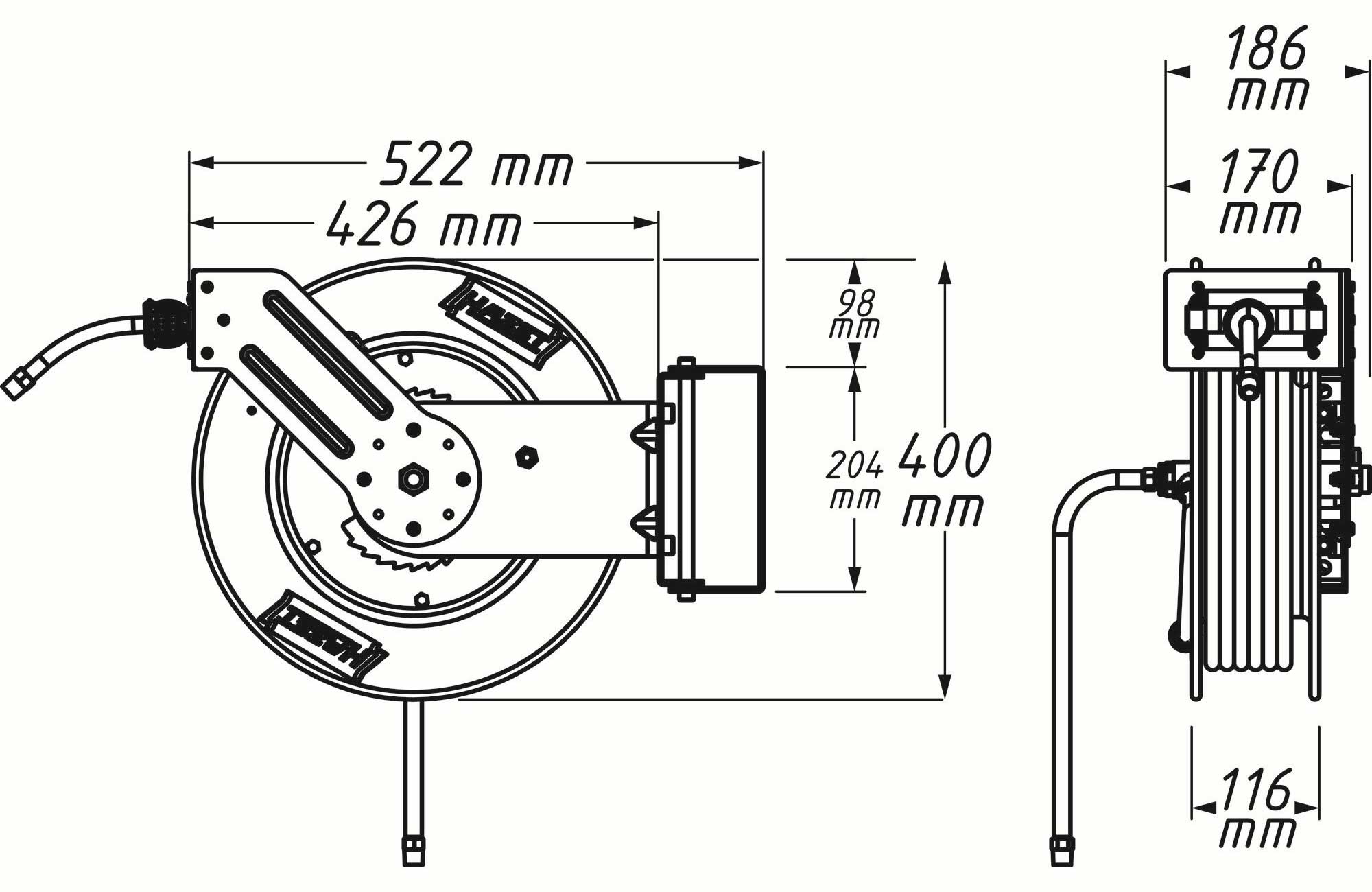 Druckluft-Schlauchaufroller offen 20 m 9040OS-10 HAZET