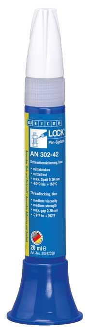 Schraubensicherung mittelfest 302-42, 0.20 mm, blau, Ø max. M36