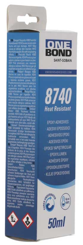 Zweikomponenten-Epoxid OneBond 8740 hitzebeständig Doppelkartusche 2:1 50 ml 78072764226