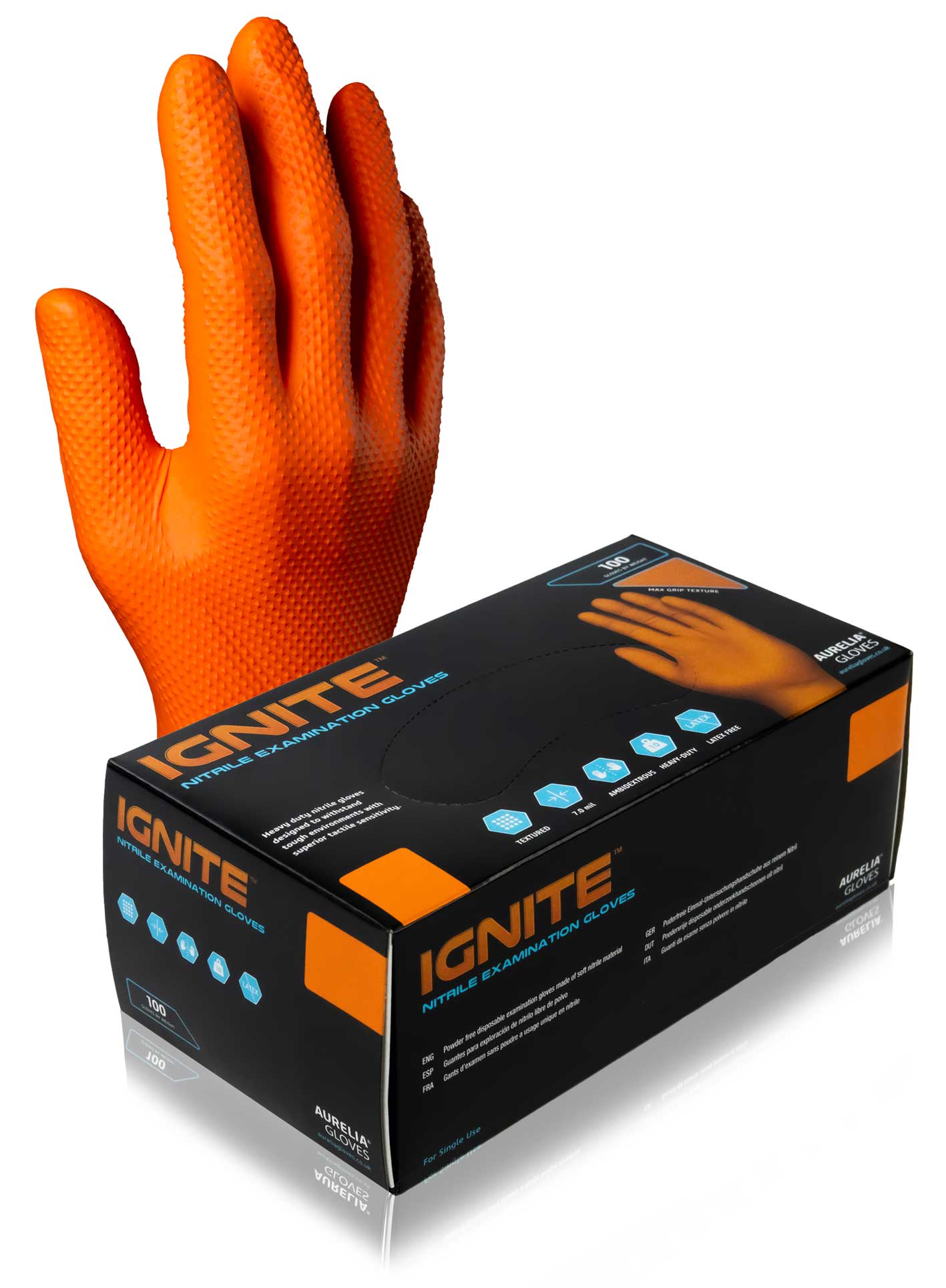 Einweghandschuhe AURELIA IGNITE Nitril genoppt ungepudert