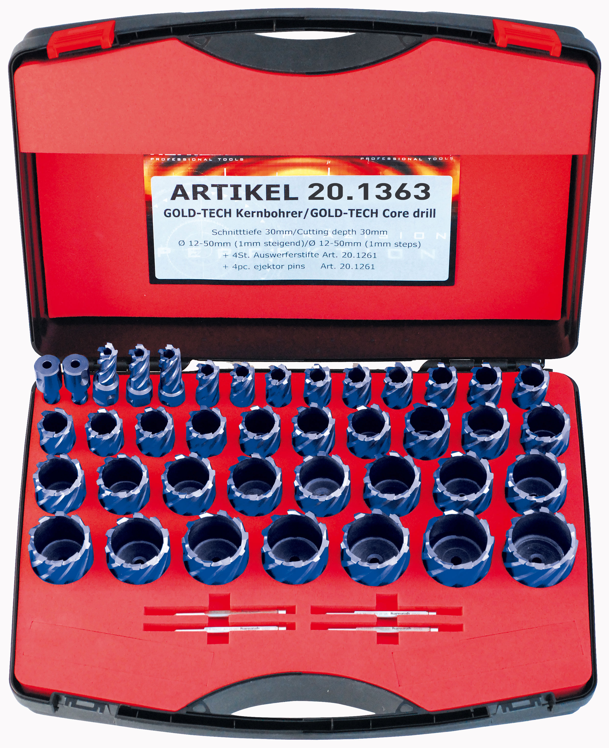 Kernbohrer HSS-XE Durablue DELUXE-Set, Schnitttiefe 55 mm, Weldon 19 KARNASCH