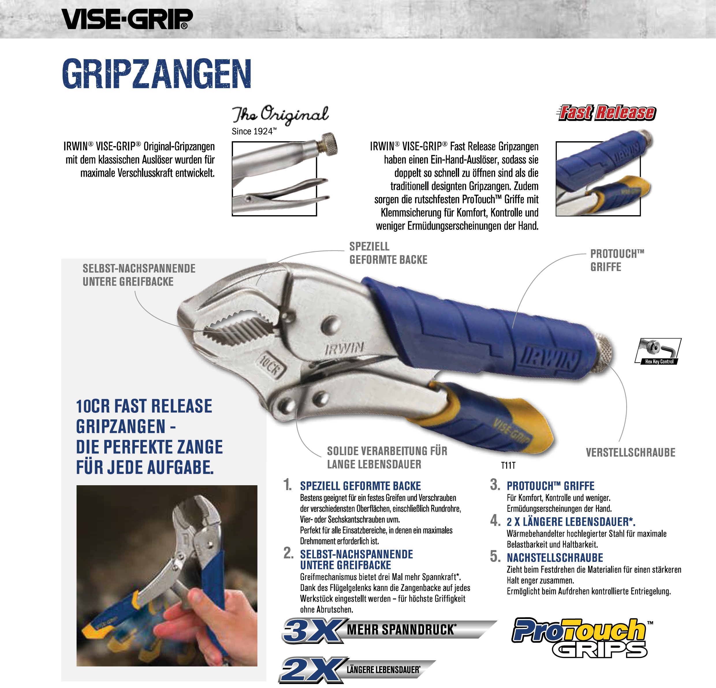 Festhaltezange Typ R mit geraden Backen Vise-Grip