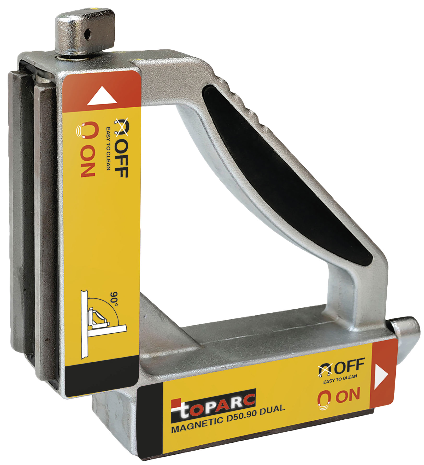 Magnet-Schweisswinkel D50.90 DUAL mit Ein-/Aus-Schalter, 148 x 148 x 38 mm, 50 kg GYS 047051
