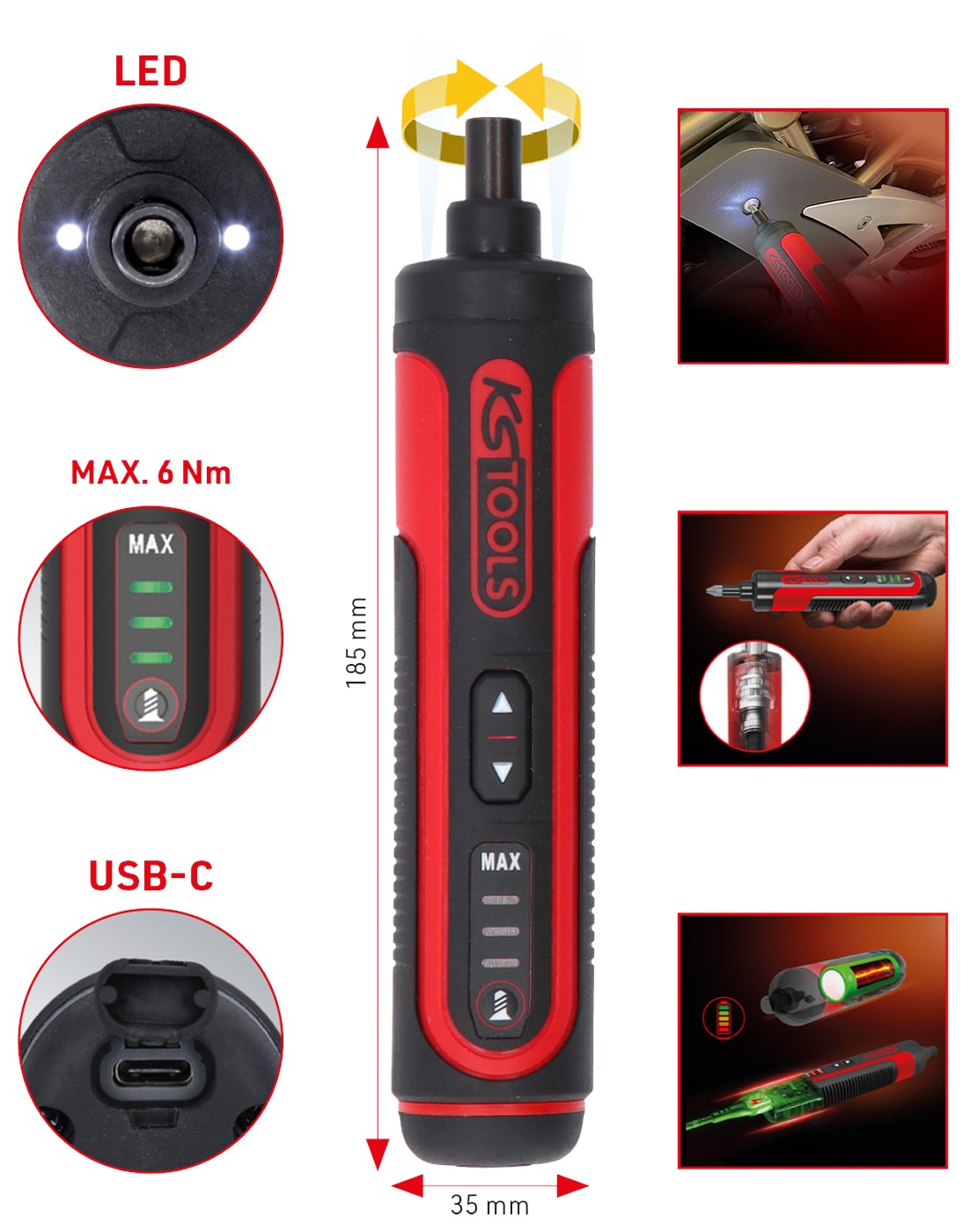 Akku-Bit-Stabschrauber-Satz eMONSTER 1/4", 27-tlg KS-TOOLS 515.3600