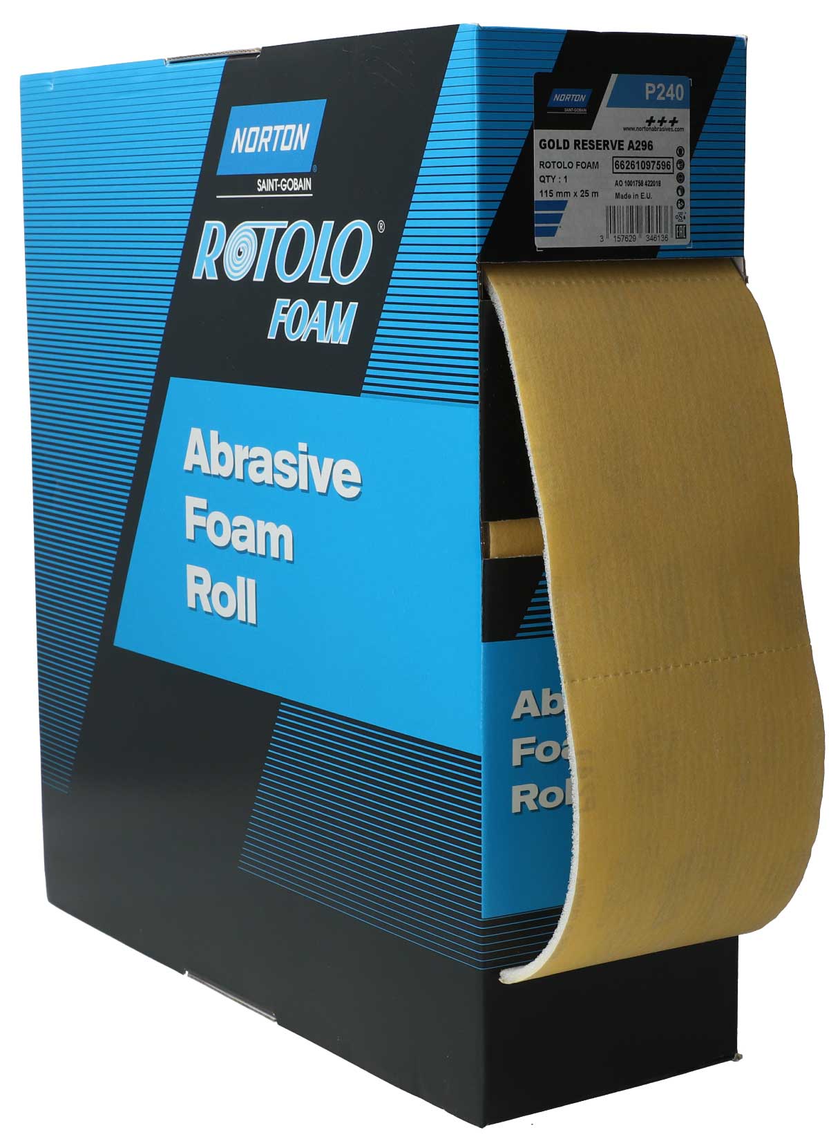 Schleifrolle NORTON PRO A296 ROTOLO FOAM 115 mm x 25 m, perforiert GOLD RESERVE