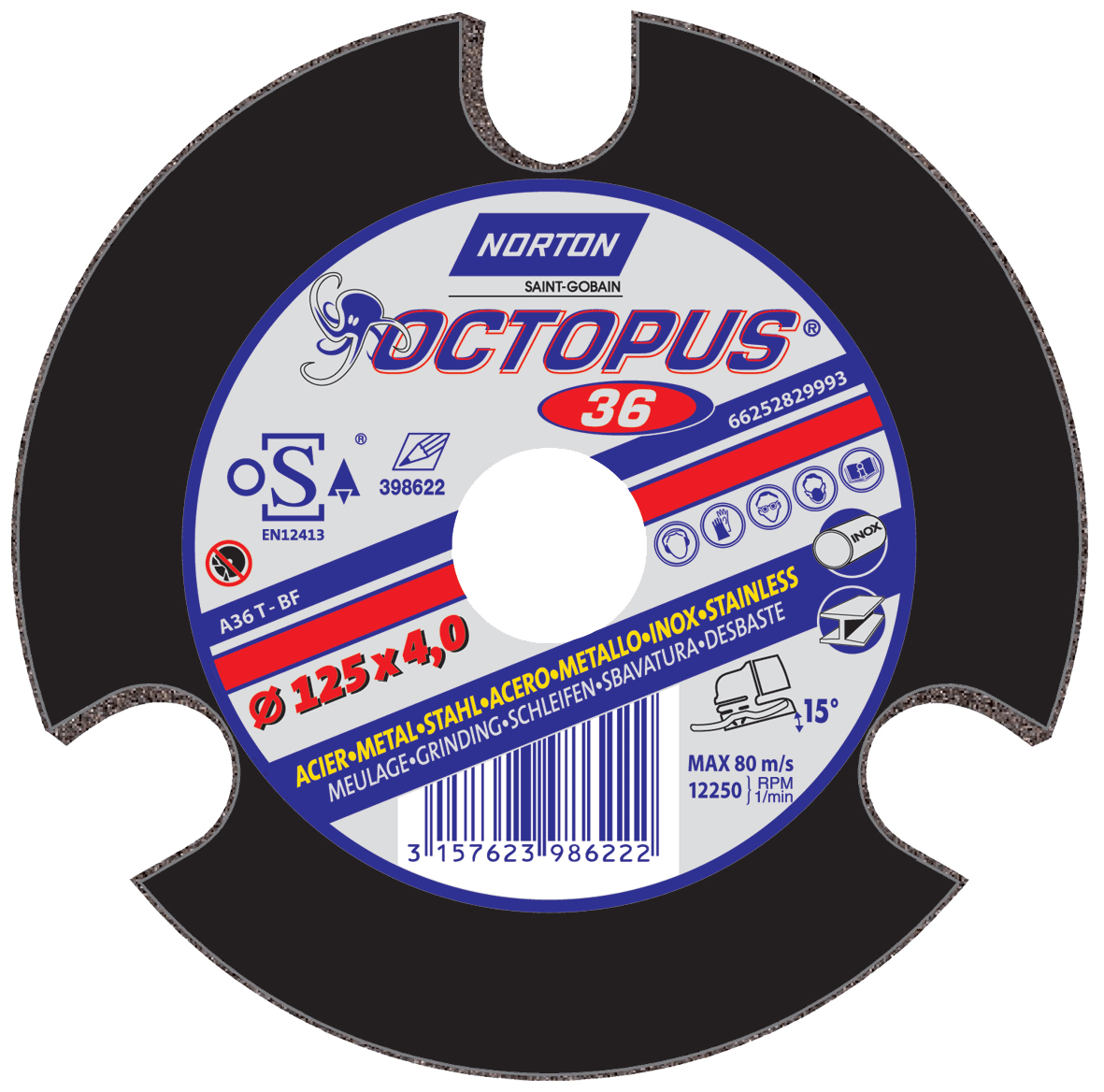 Schleifscheibe NORTON OCTOPUS für Metall/Inox