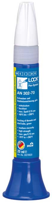 Schraubensicherung hochfest 302-70, 0.15 mm, grün, Ø max. M20 / R3/4", Trinkwasserzulassung (mit DVGW-Zuertifikat) 30270020