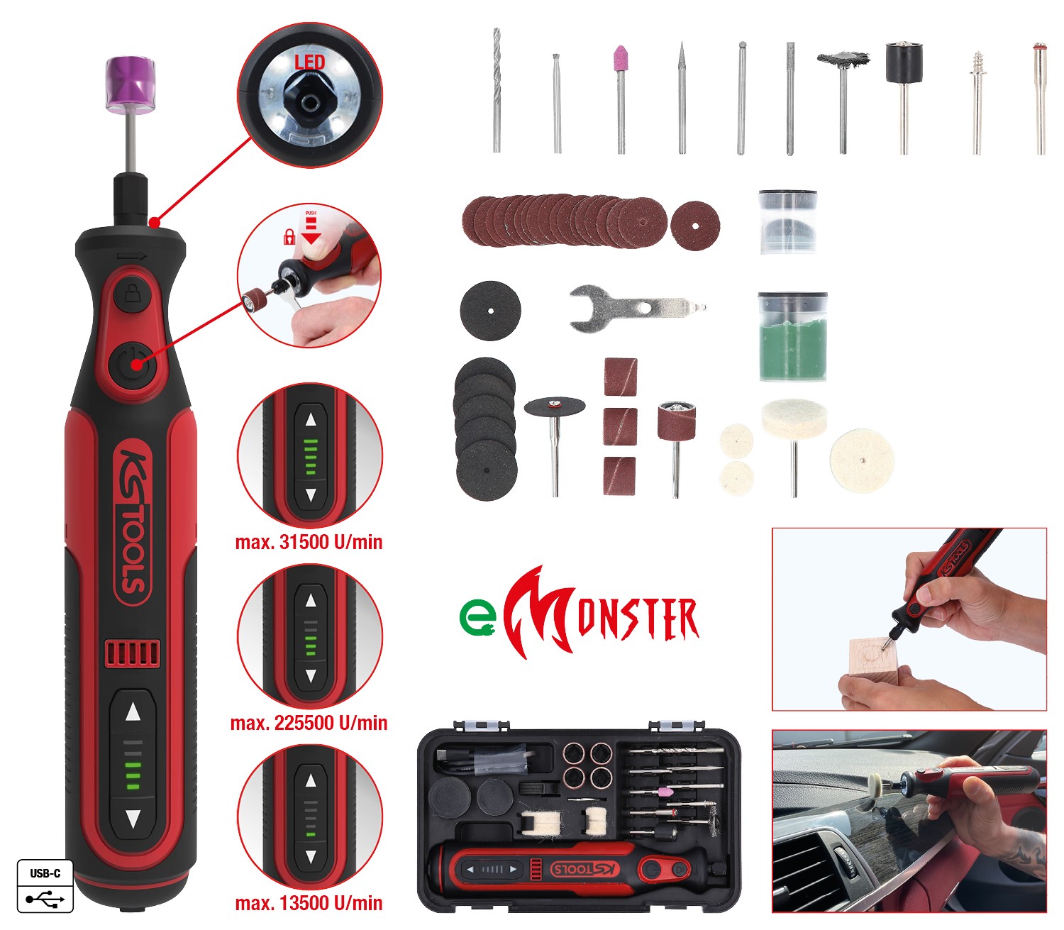 Akku-Multifunktionswerkzeug-Satz eMONSTER 51-tlg KS-TOOLS
