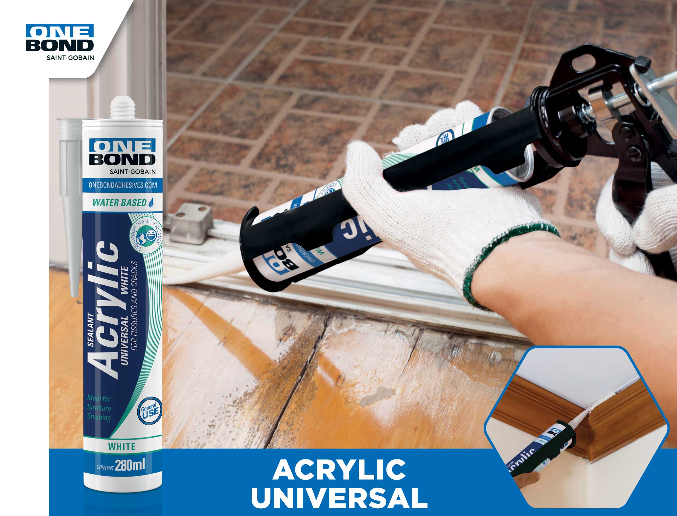 Acryldichtstoff OneBond ACRYLIC UNIVERSAL weiss, Kartusche à 280 ml