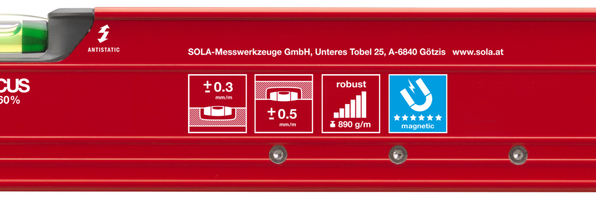 Wasserwaage ALU RedM 3 mit Magnet SOLA