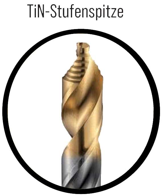 Spiralbohrer HSS-G mit TiN-Stufenspitze, DIN 338 FLOWSTEP
