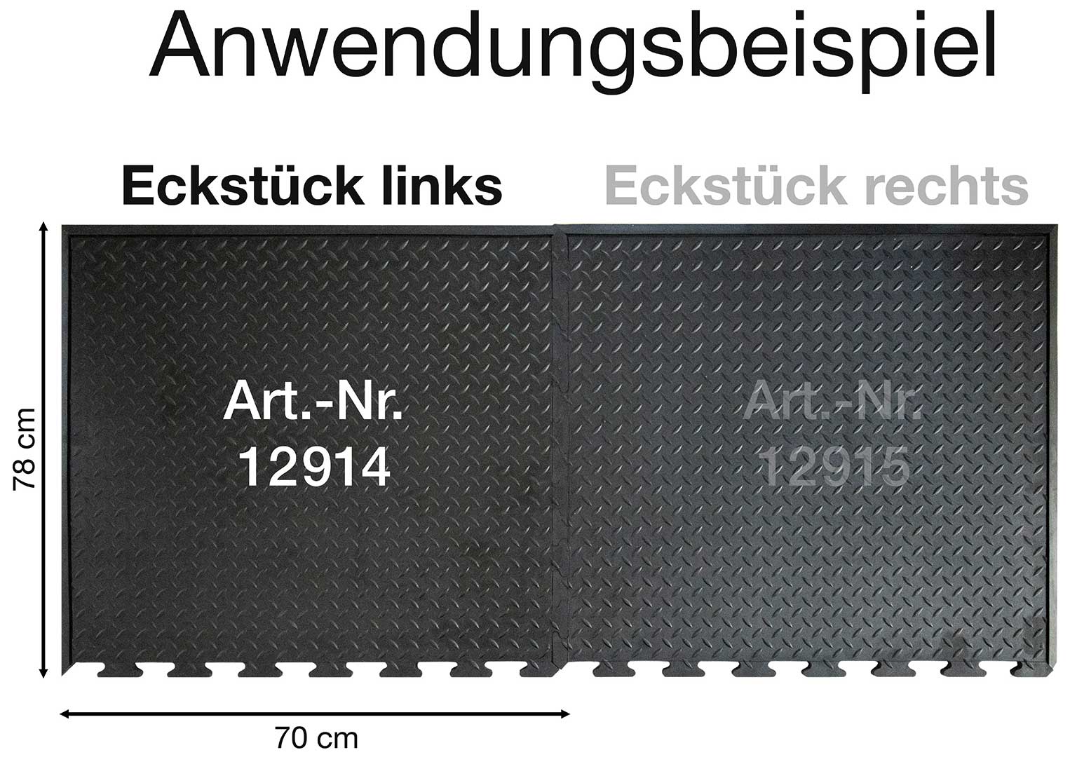 Ergonomische Arbeitsplatzmatte METEC unendlich erweiterbar Eckstück links Anwendung 12914
