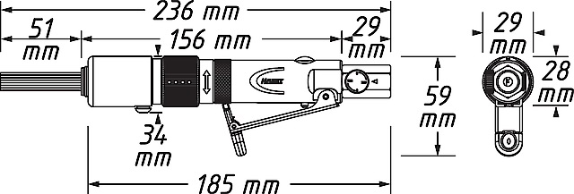 Druckluft-Mini-Nadelentroster 9035M-6 HAZET Abmessungen
